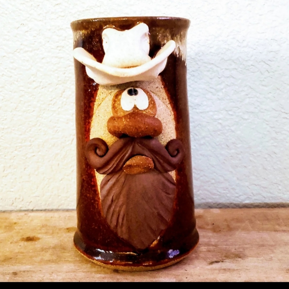 Funny Face Mug Mustache Cowboy Stein